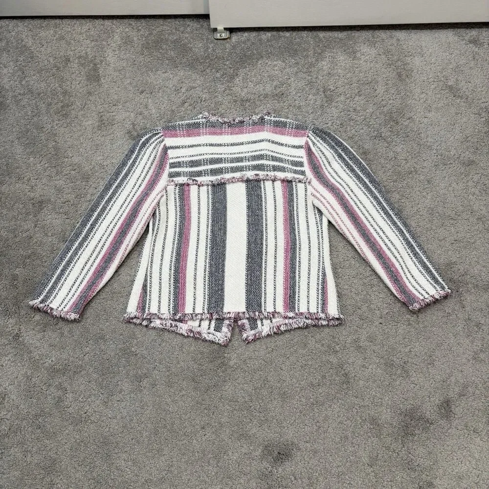 Nic And Zoe Dashing Days Striped Fringe Jacket Size PP Petite (0P) - Picture 2 of 9
